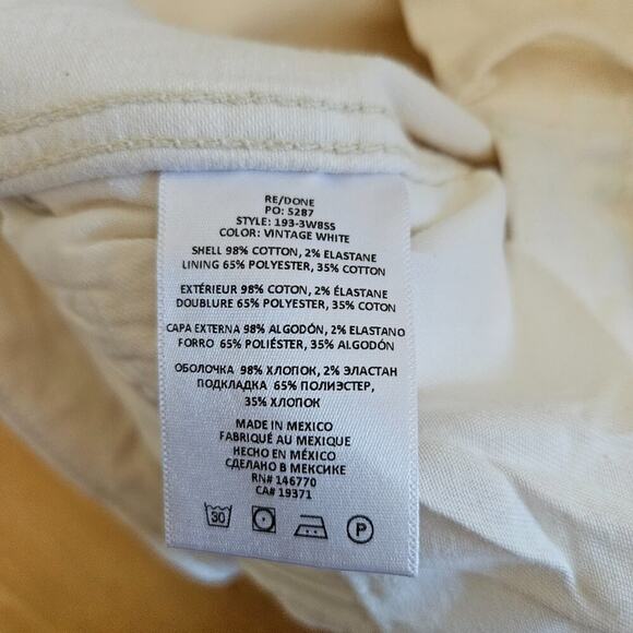 RE/DONE Originals 80s Slim Straight Jeans in Vintage White - sz 24 - NWT - Picture 8 of 10